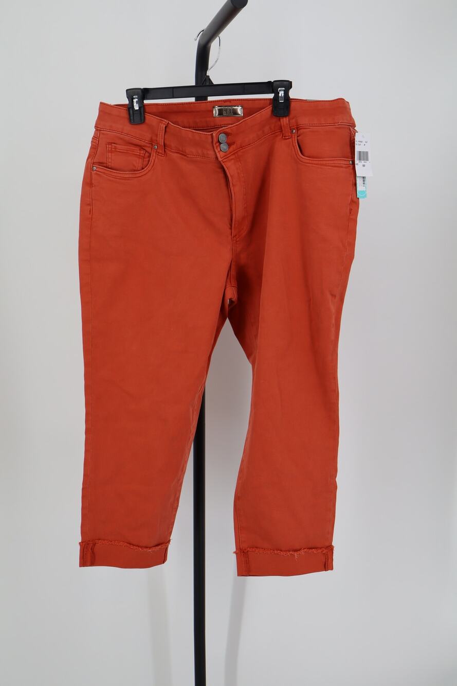 NEW Kut From The Kloth Amy Crop Straight Jeans Burnt Orange Cuffed Size 18W